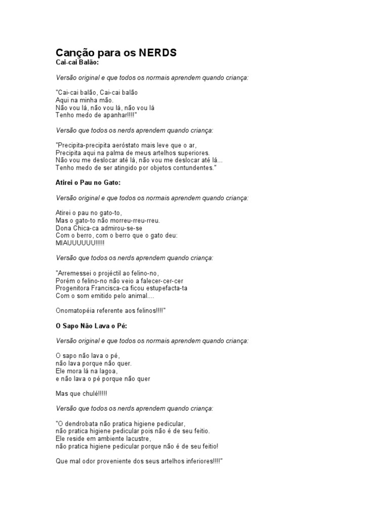 Canções Infantis para Nerds | PDF