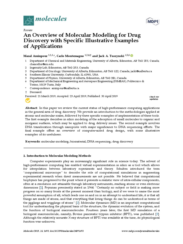 Molecules An Overview of Molecular Modeling For Drug Discovery With