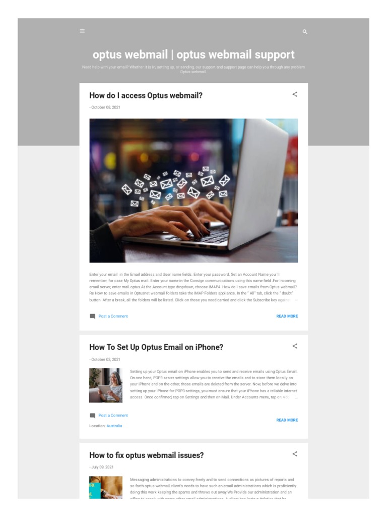 Optus Webmail Support and Troubleshooting | PDF | Cyberspace | Computer ...