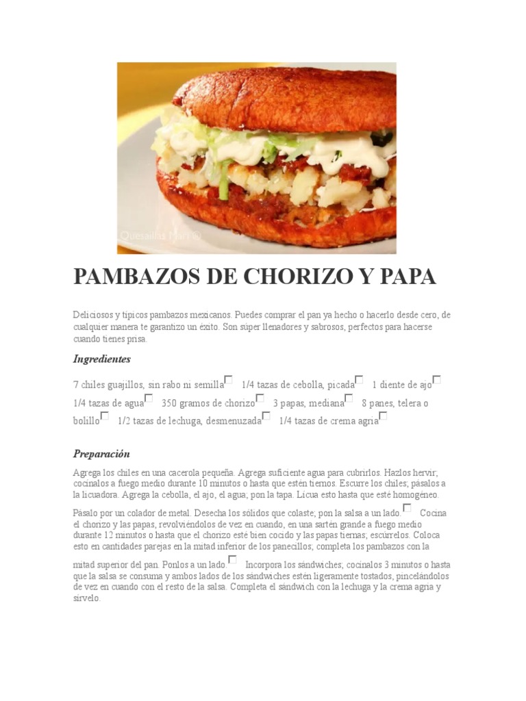 Pambazos de Chorizo y Papa | PDF | Panes | Cocinando