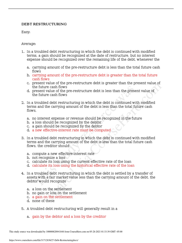 This Study Resource Was: Debt Restructuring | PDF | Debt | Equity (Finance)