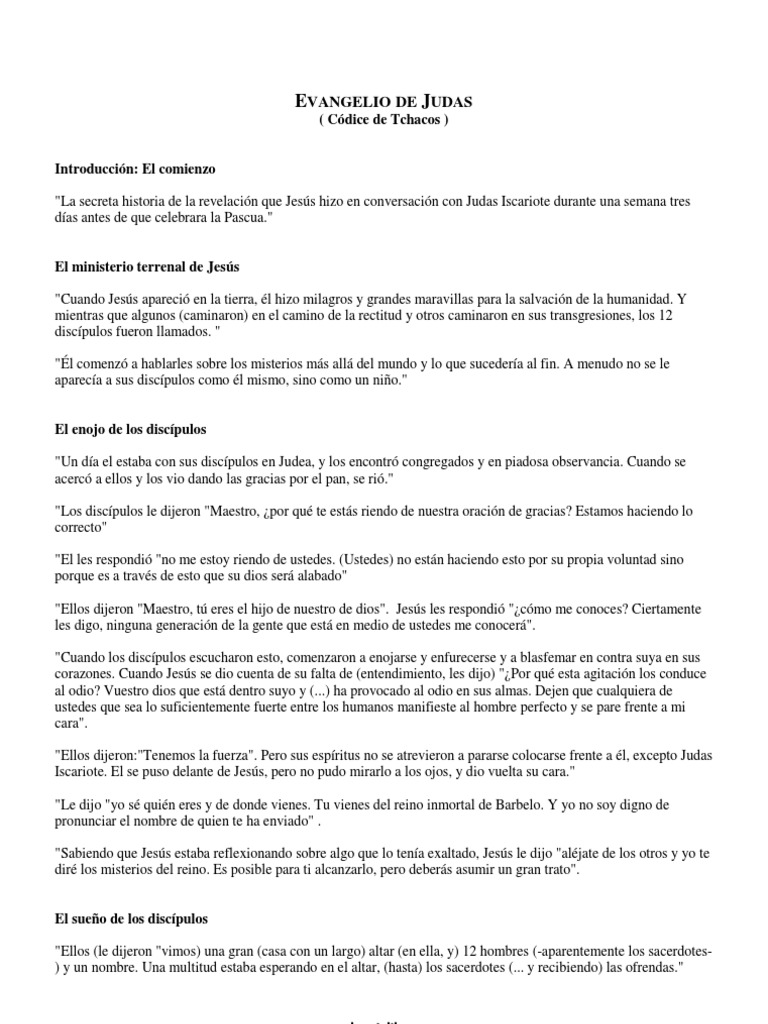 Evangelio De Judas Completo En Español Pdf