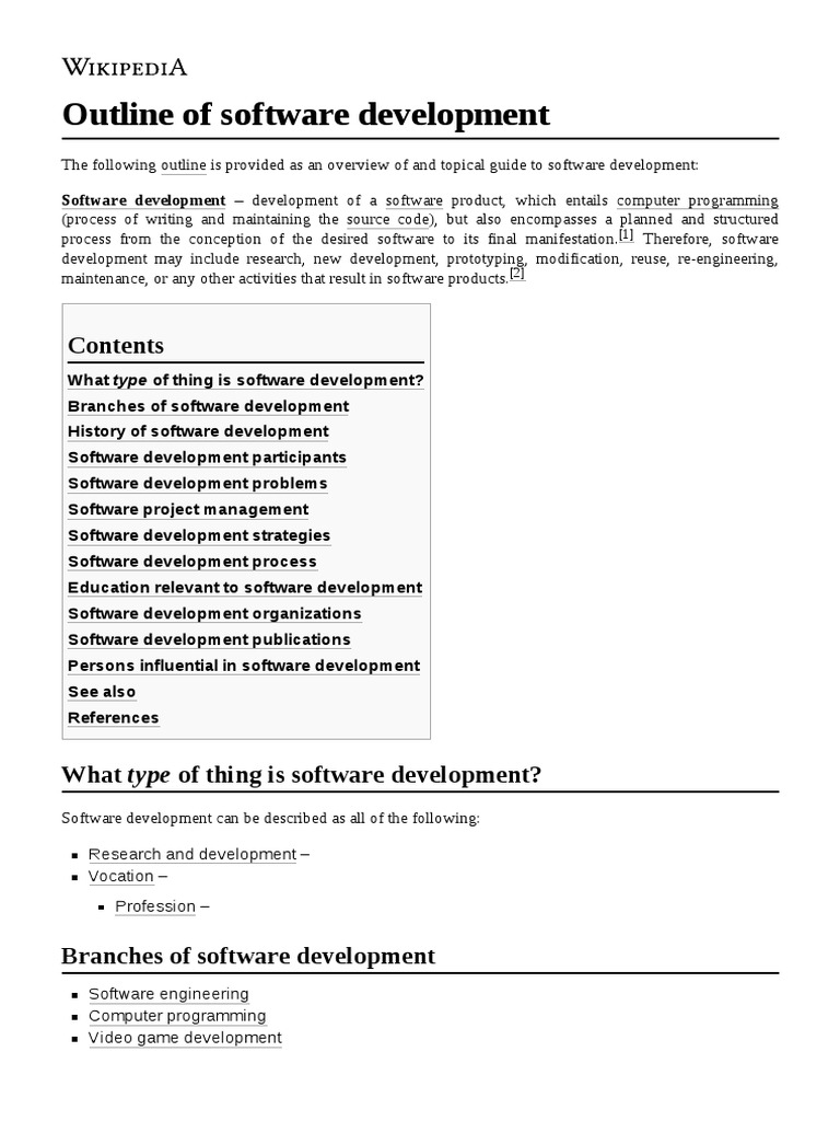 Outline of Software Development | PDF | Software Release Life Cycle ...