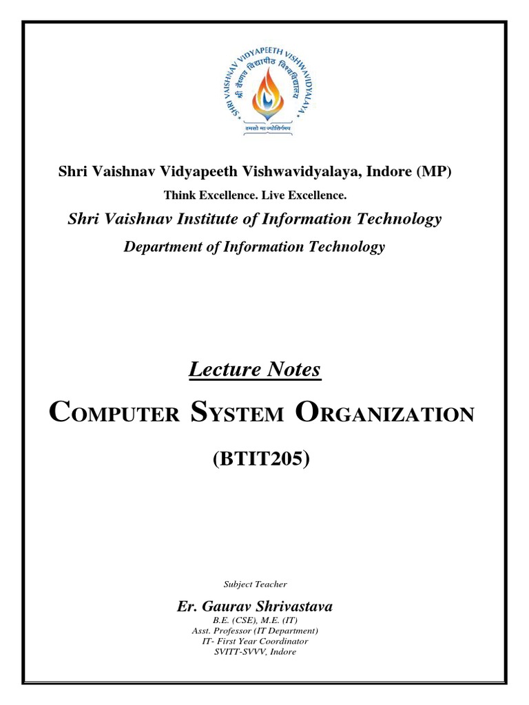CSO Lecture Notes Unit-1 | PDF | Central Processing Unit | Computer ...