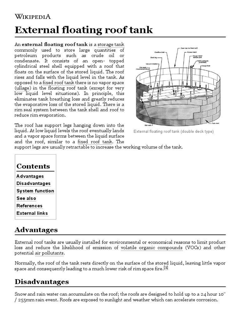 External Floating Roof Tank Wikipedia PDF Chemistry Phases Of