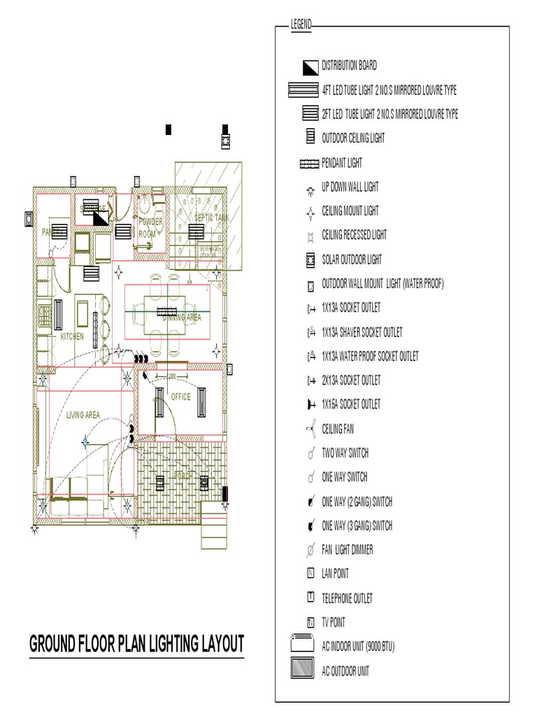 Ground Floor Lighting Layout Plan | PDF | Components | Building Engineering