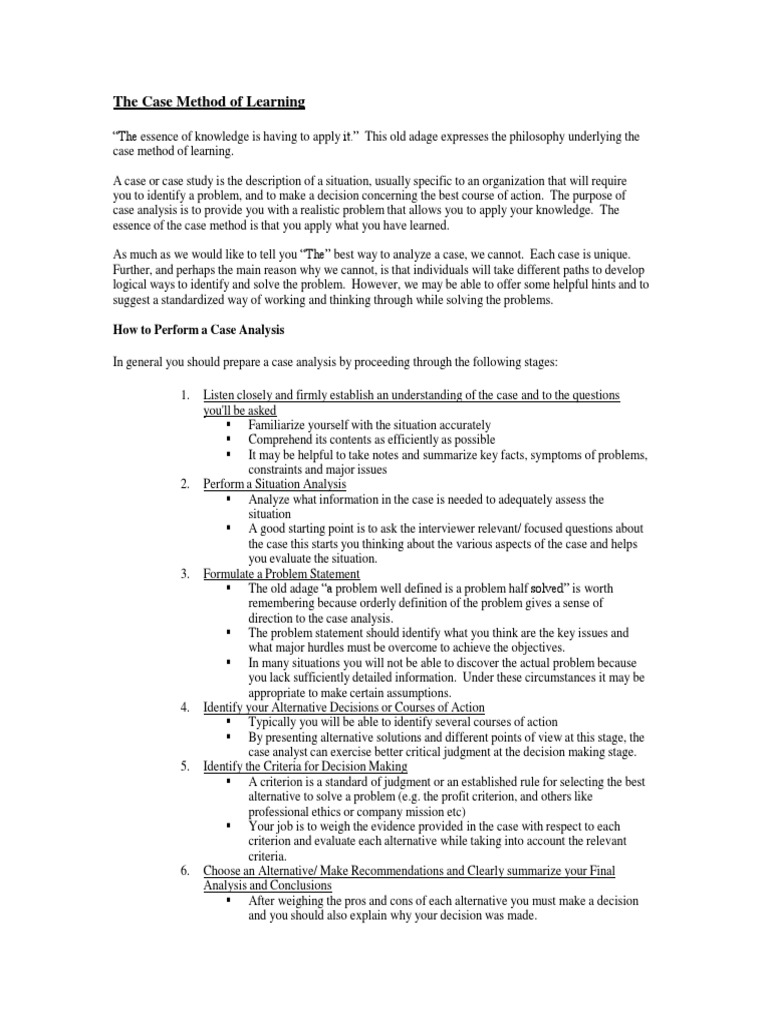 Mastering Case Analysis Techniques | PDF | Knowledge | Decision Making