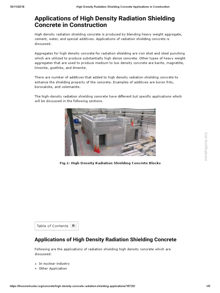 High Density Radiation Shielding Concrete Applications in Construction