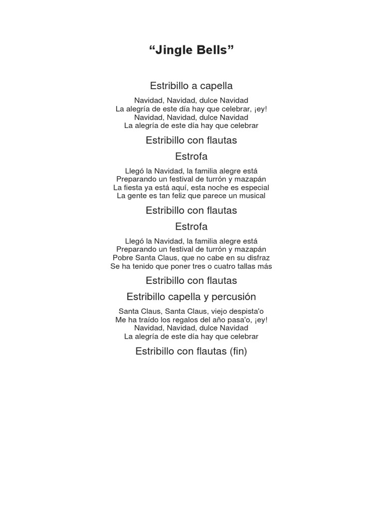 Jingle Bells Letra PDF