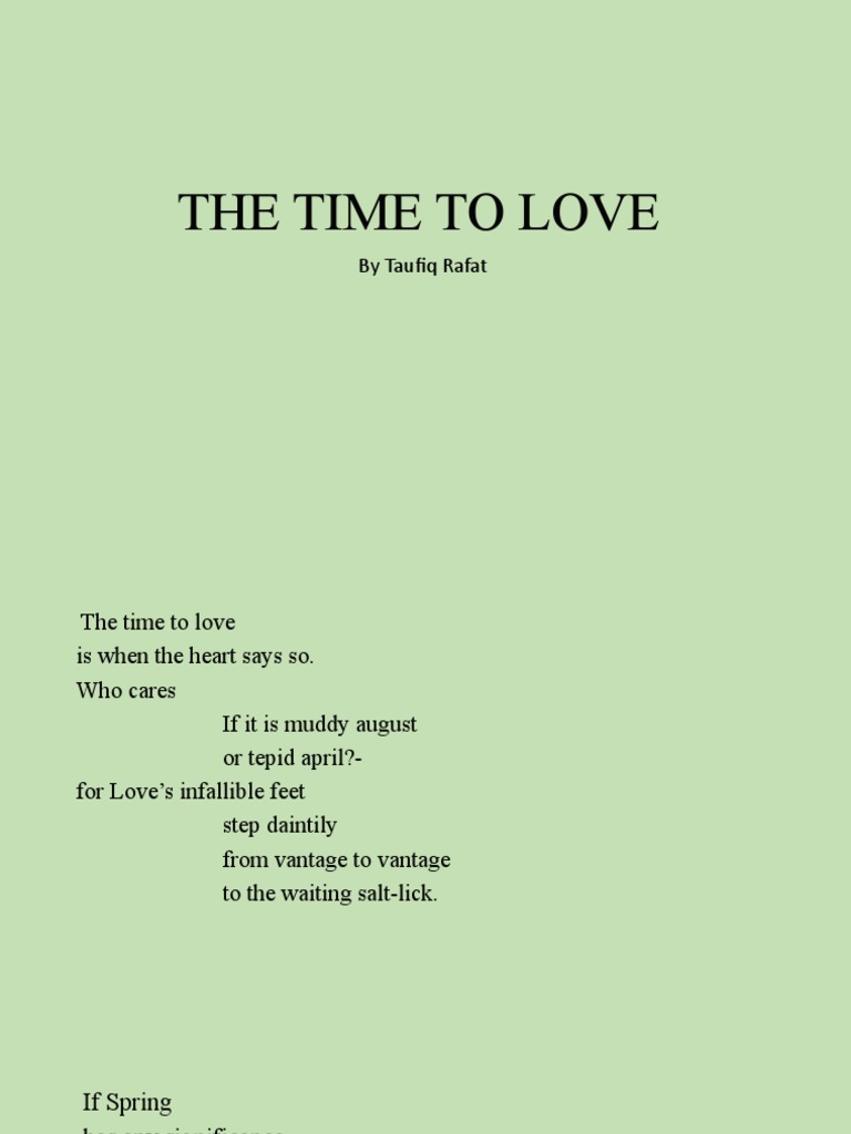 The Time To Love by Taufiq Rafat PDF
