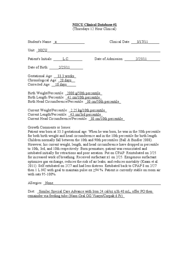 NICU Clinical Case Study | PDF | Wellness | Science & Mathematics