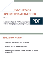 An Economic View On Innovation and Invention: Week 1