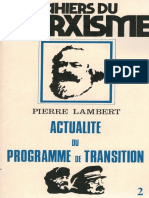 Pierre Lambert, Actualité du programme de transition : Exposé. Paris : Cahiers du Marxisme, 1969. 24 p.