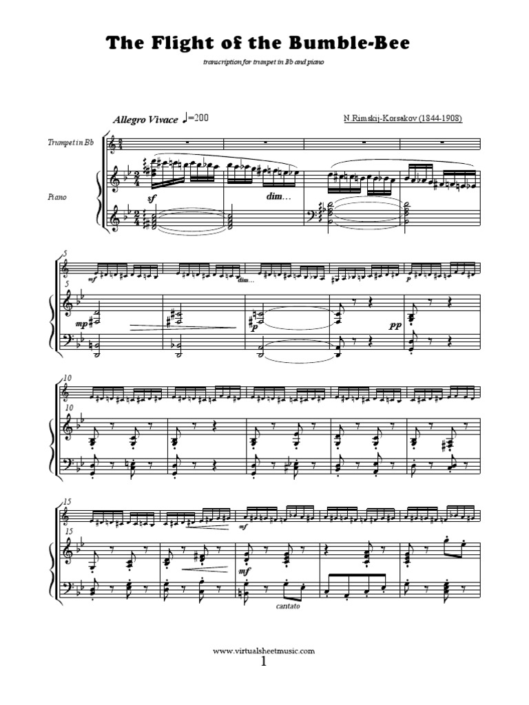 Rimsky Korsakov El Vuelo Del Moscardòn Piano y troMPETa PDF Entertainment (General)