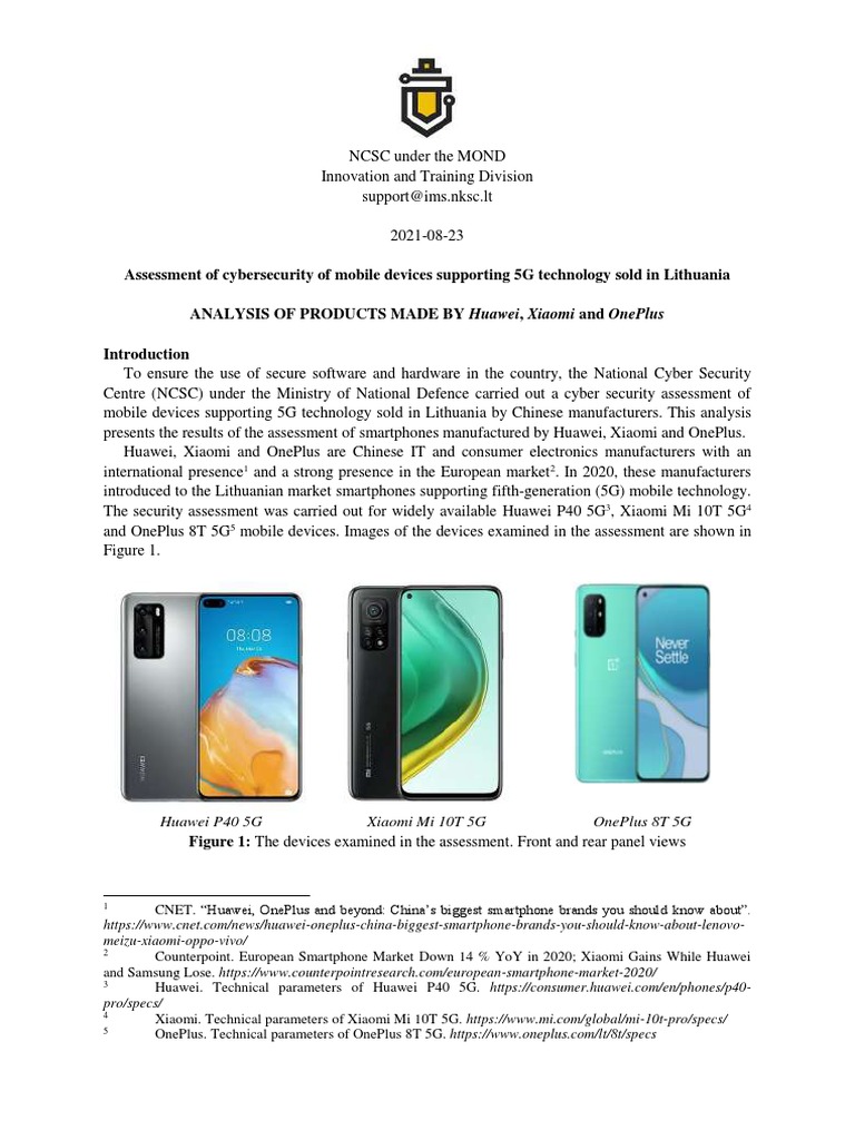 Assessment of Cybersecurity of Mobile Devices Supporting 5G Technology ...