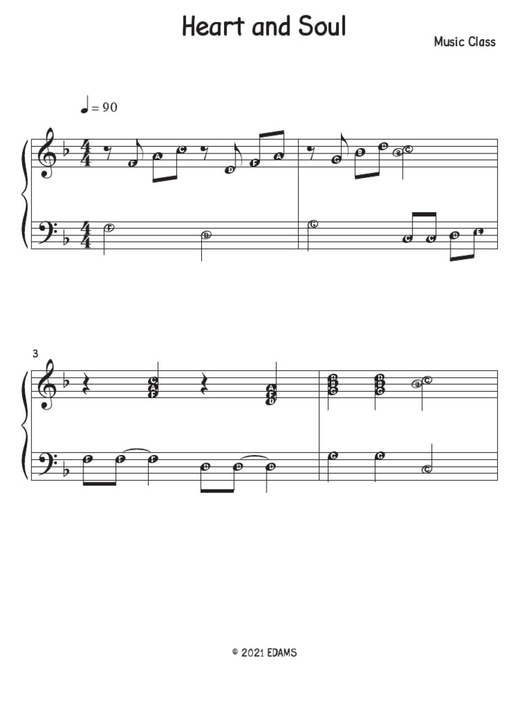 Heart and Soul Piano Class Score PDF