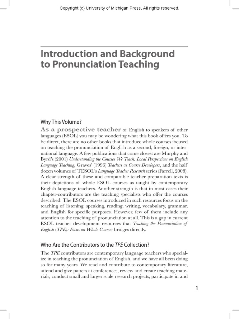 Intro To Pronunciation Teach | PDF | English As A Second Or Foreign ...
