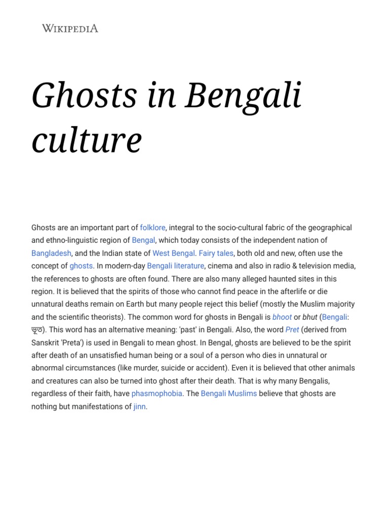 Ghosts in Bengali Culture Wikipedia PDF