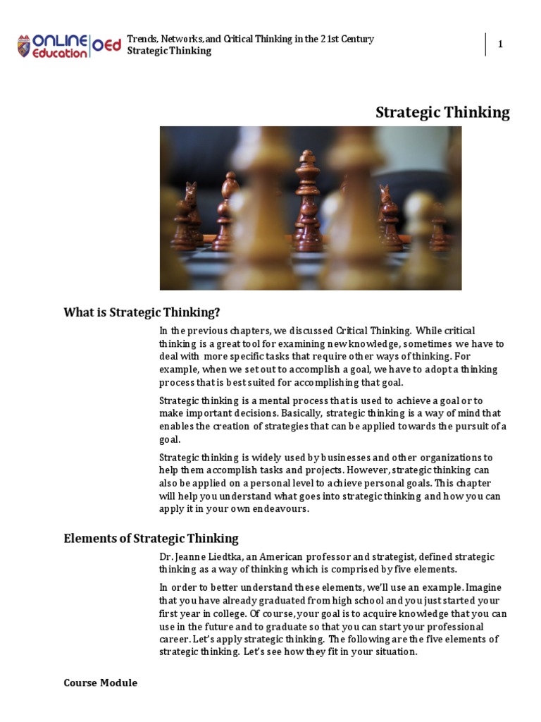 Strategic Thinking for Goal Achievement | PDF | Swot Analysis ...