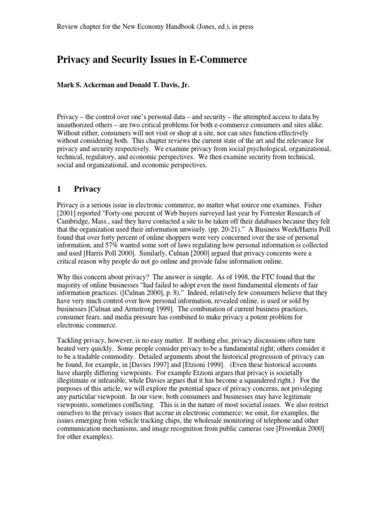 E-Commerce Privacy and Security Challenges | PDF