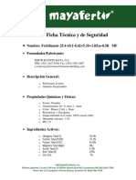 Ficha Técnica y de Seguridad Fertilizante 25.4-10.1-8.42+5.3S+1.0Zn+0.5B MF