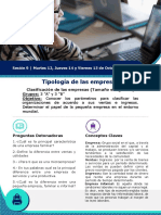 Tipología de Las Empresas: Sesión 9 - Martes 12, Jueves 14 y Viernes 15 de Octubre Del Año 2021