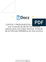 Costos y Presupuestos Metrado de Una Vivienda de 80 00 m2 Incluye Planos para Una Mejor Lectura El Excel de La Formula Polinomica en Otro Archivo 1 Downloable