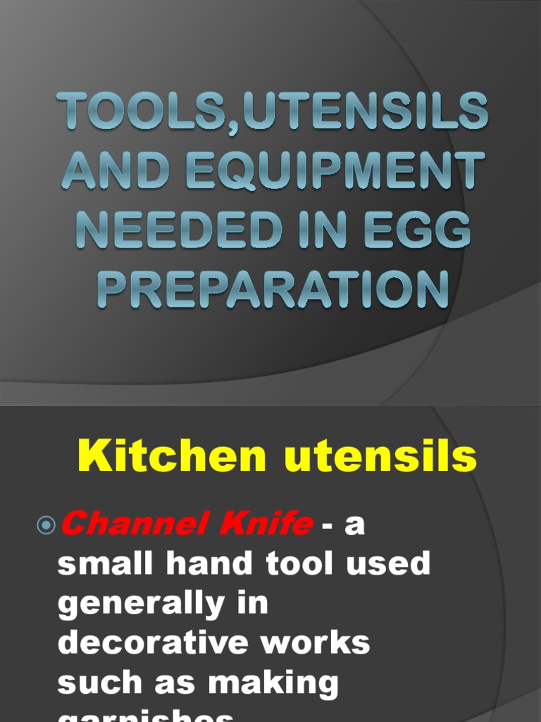 Tools, Utensils and Equipment Needed in Egg Preparation PDF
