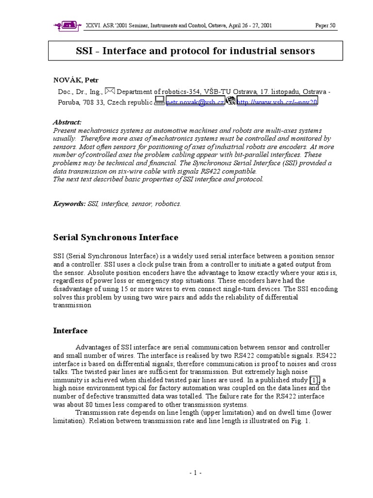 SSI - Synchronous Serial Interface Article | PDF | Manufactured Goods ...