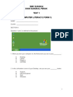 SMK Sungkai 35600 Sungkai, Perak Test 1 Computer Literacy (Form 1)