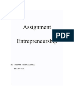 Assignment Entrepreneurship: By: - Deepak Vishwakerma Bba 6 Sem