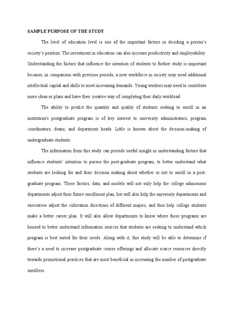 Sample Purpose of The Study | PDF