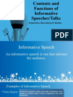 Contents and Functions of Informative Speeches