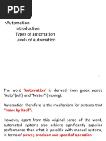 Automation Types of Automation Levels of Automation