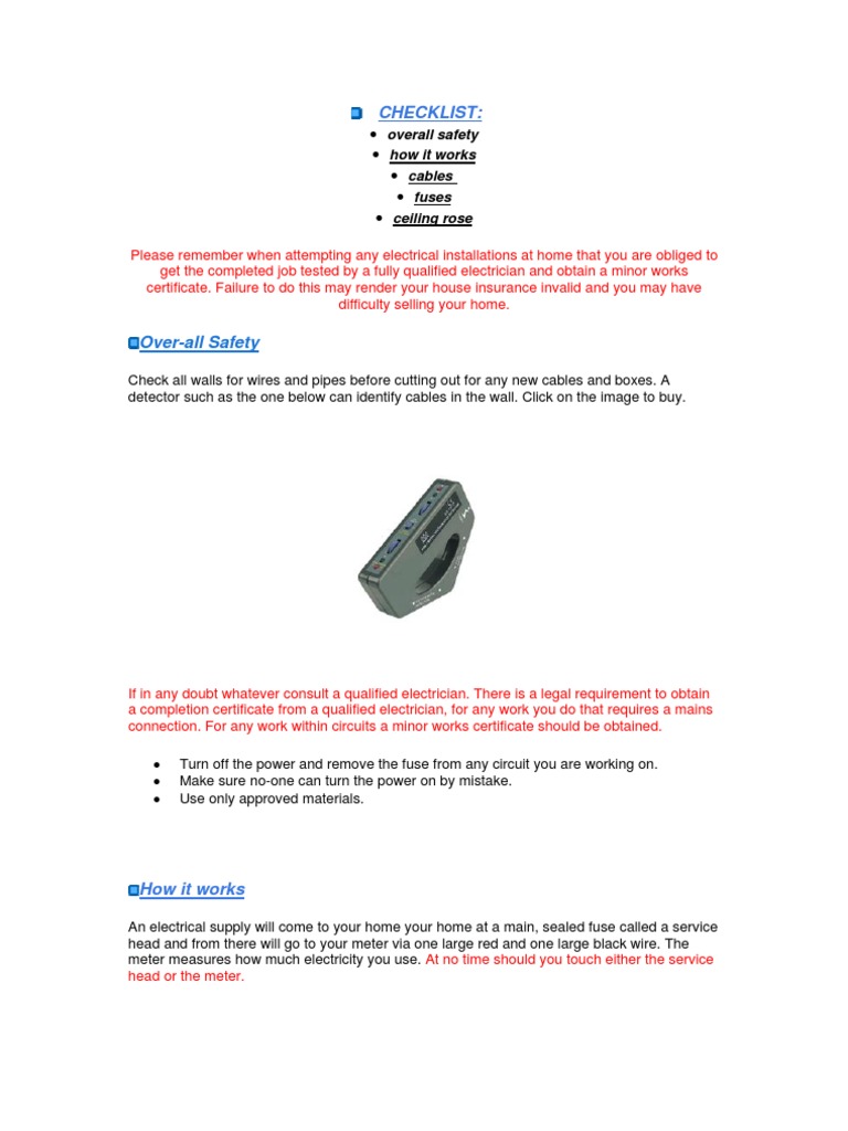 Electrical Safety | PDF | Fuse (Electrical) | Electrical Wiring
