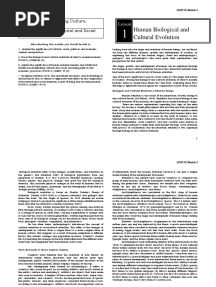 Human Biological and Cultural Evolution: Lesson
