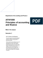 AFW1000 Principles of Accounting and Finance