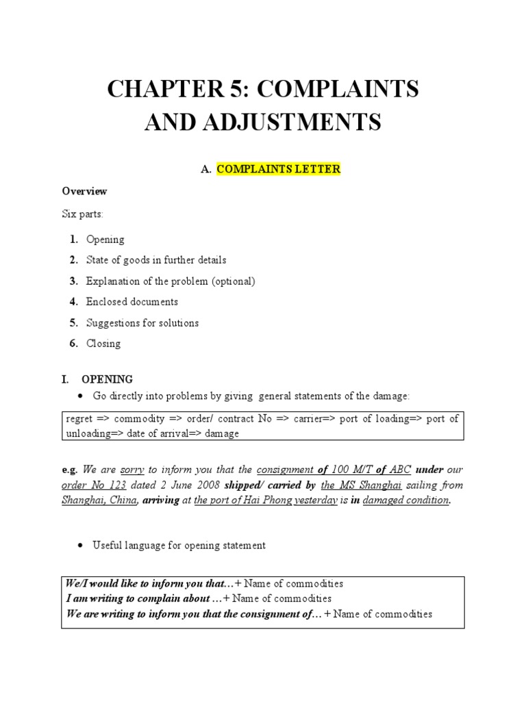 Structure of Complaint Letters | PDF | Law