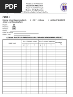 Form 2: Consolidated Elementary / Secondary Deworming Report