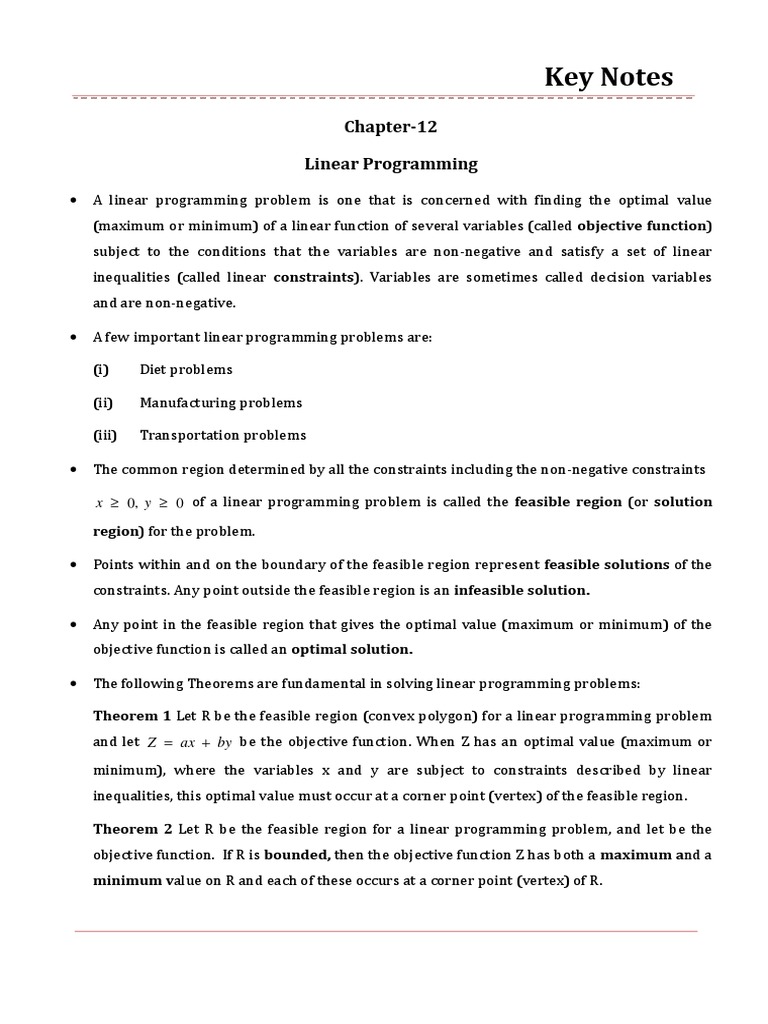 12: Linear Programming | PDF | Linear Programming | Mathematical ...