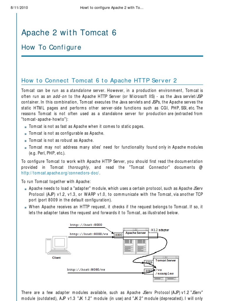 Howt To Configure Apache 2 With Tomcat 6 Download Free PDF Apache