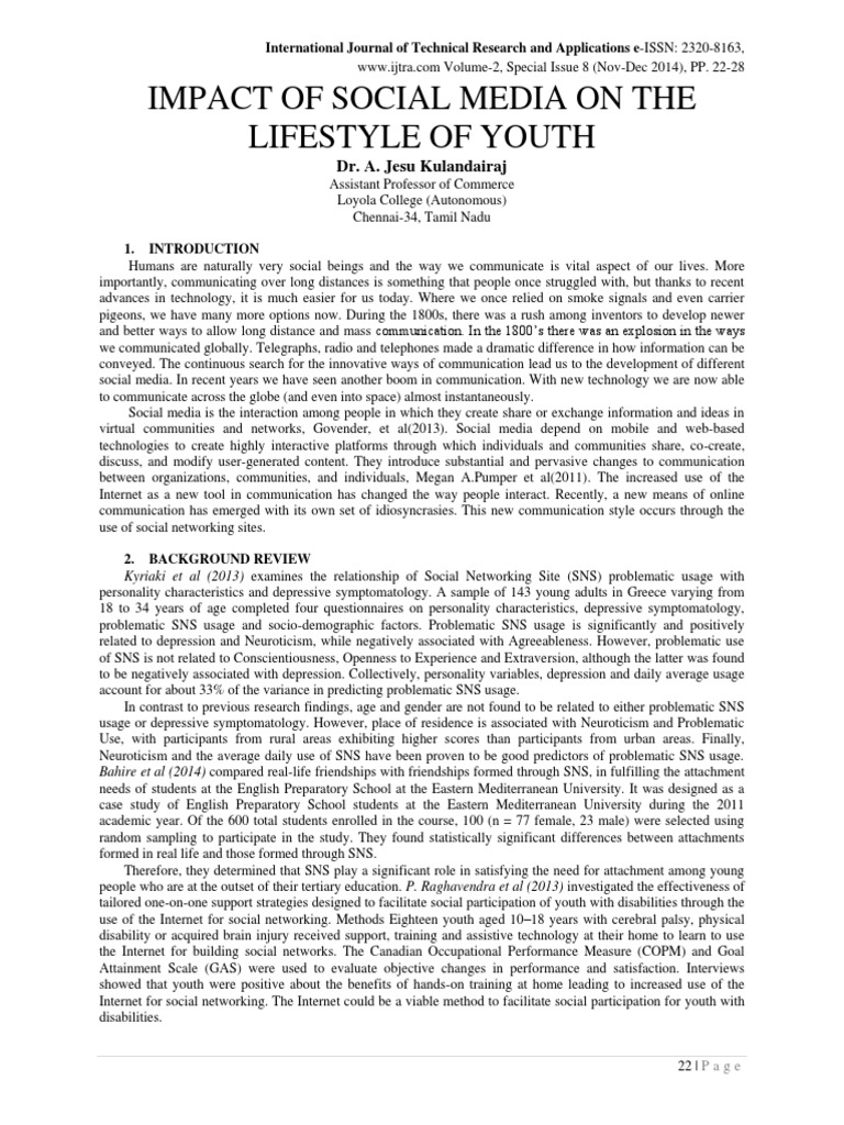 Impact of Social Media On The Life Style of Youth | PDF | Social ...