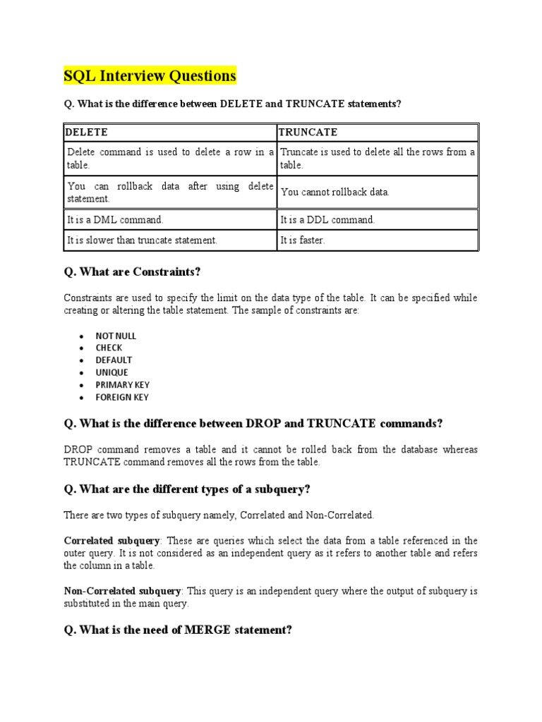 SQL PL SQL Interview Questions | PDF | Pl/Sql | Parameter (Computer ...