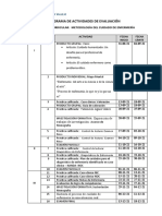 CRONOGRAMA DE ACTIVIDADES DE EVALUACIÓN(1) (2)