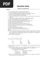 Question Bank: Subject: C Programming UNIT-1