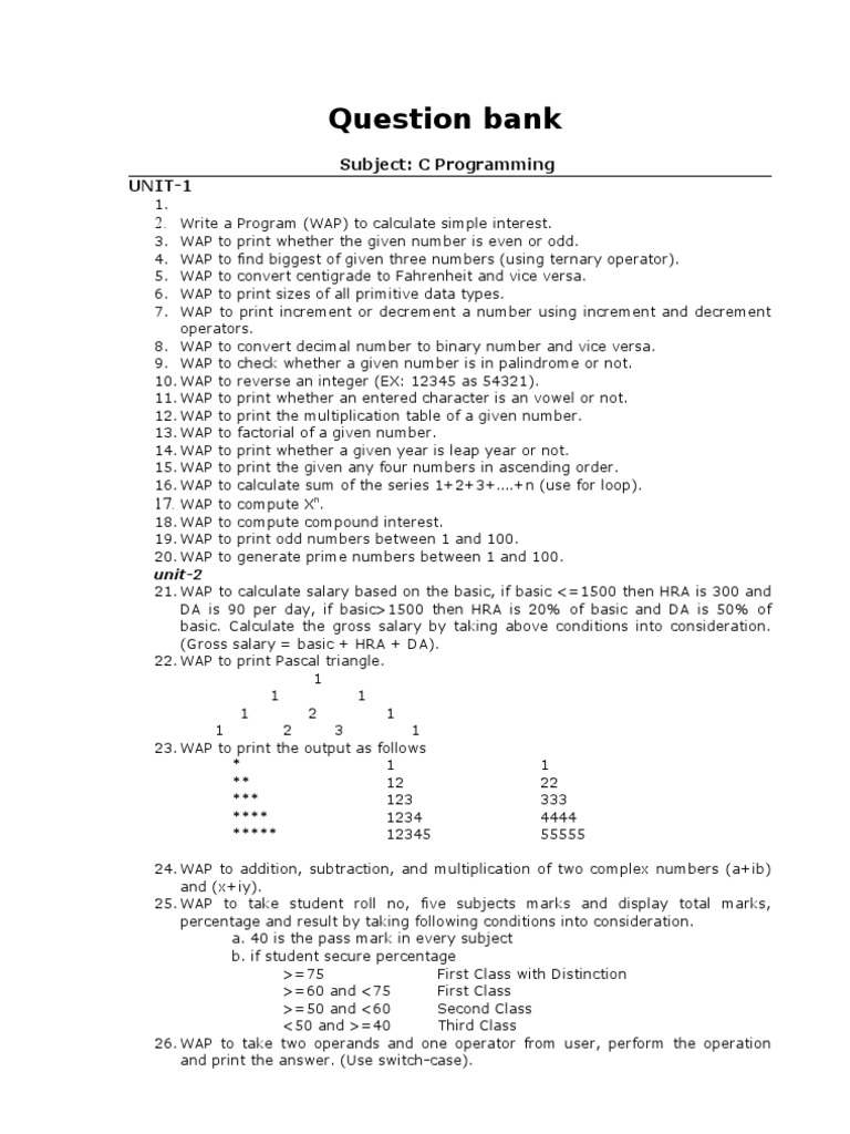 C Programming Question Bank with Solutions | PDF | Pointer (Computer ...