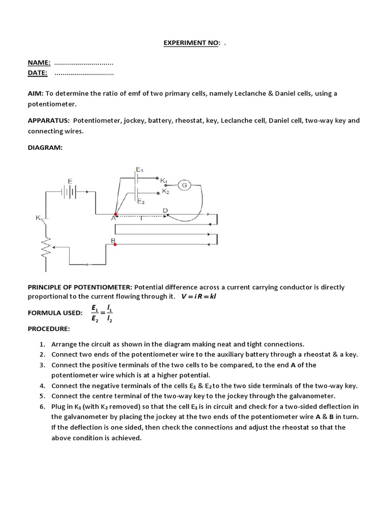 Comparing EMF of Leclanche and Daniel Cells | PDF | Force | Electrical ...