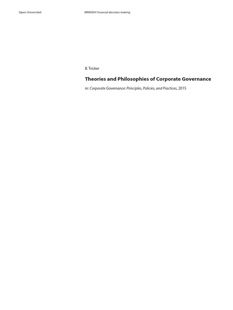 Theories of Corporate Governance | PDF | Career & Growth | Business