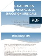 L'evaluation Des Apprentissages en Education Musicale