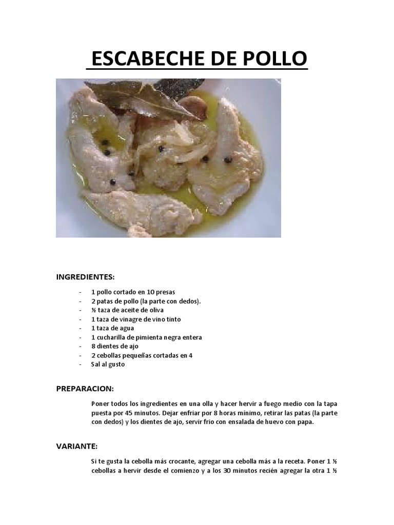 Escabeche de Pollo | PDF